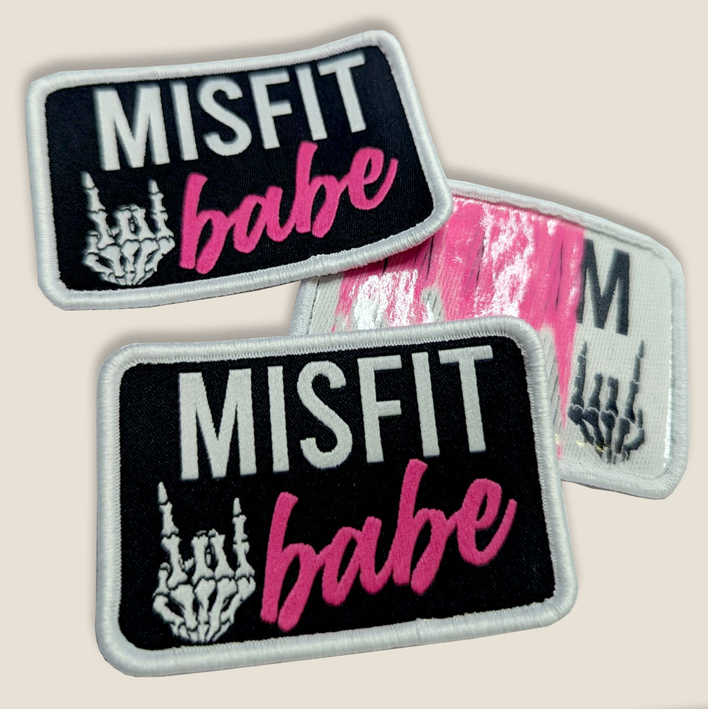 Misfit babe iron on woven patches