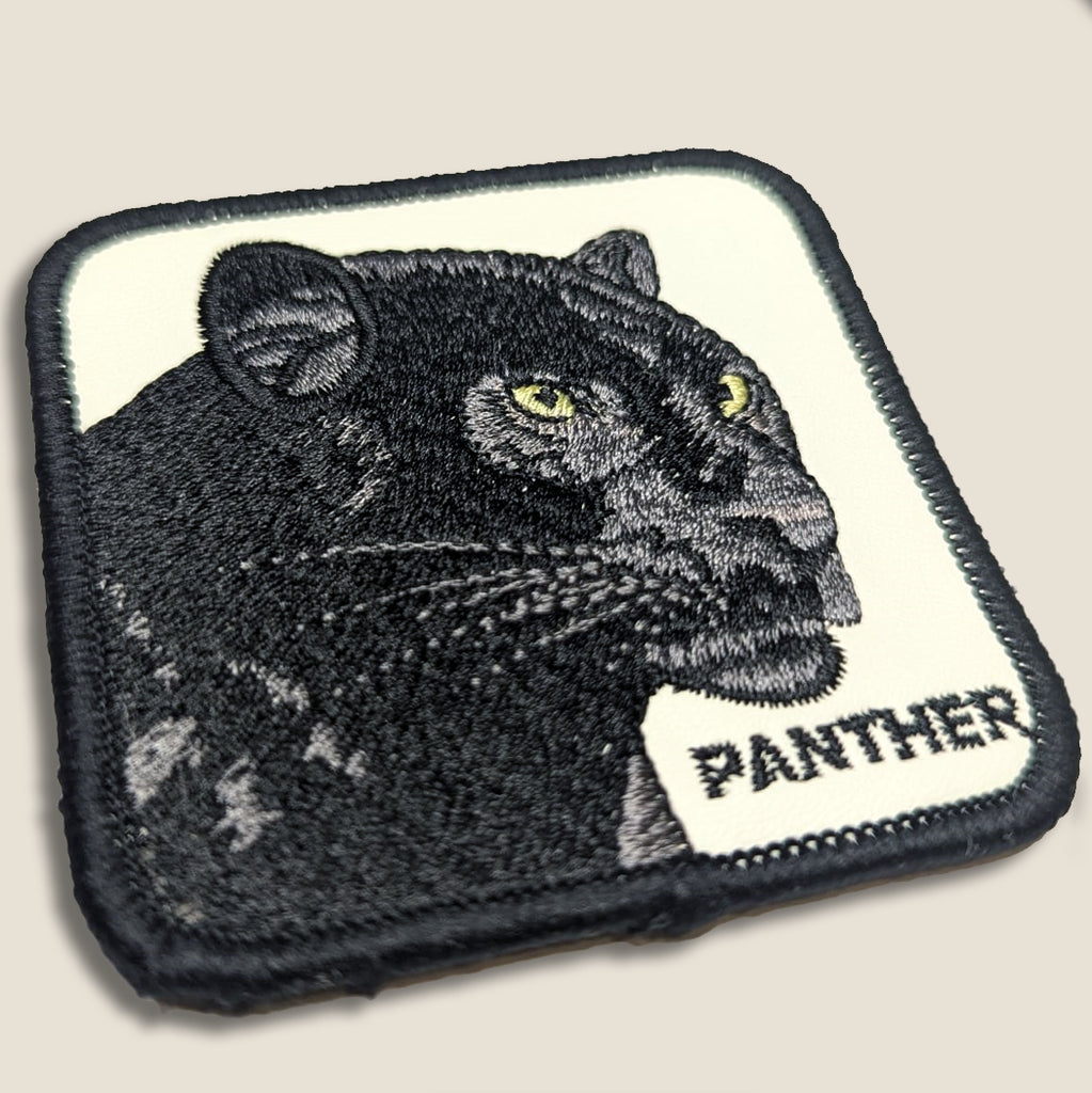 Panther iron on embroidered