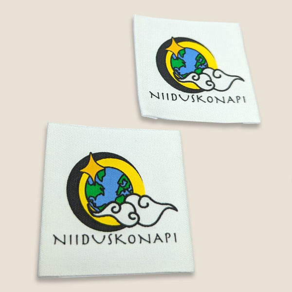 Custom printed cotton labels — natural, eco-friendly fabric labels