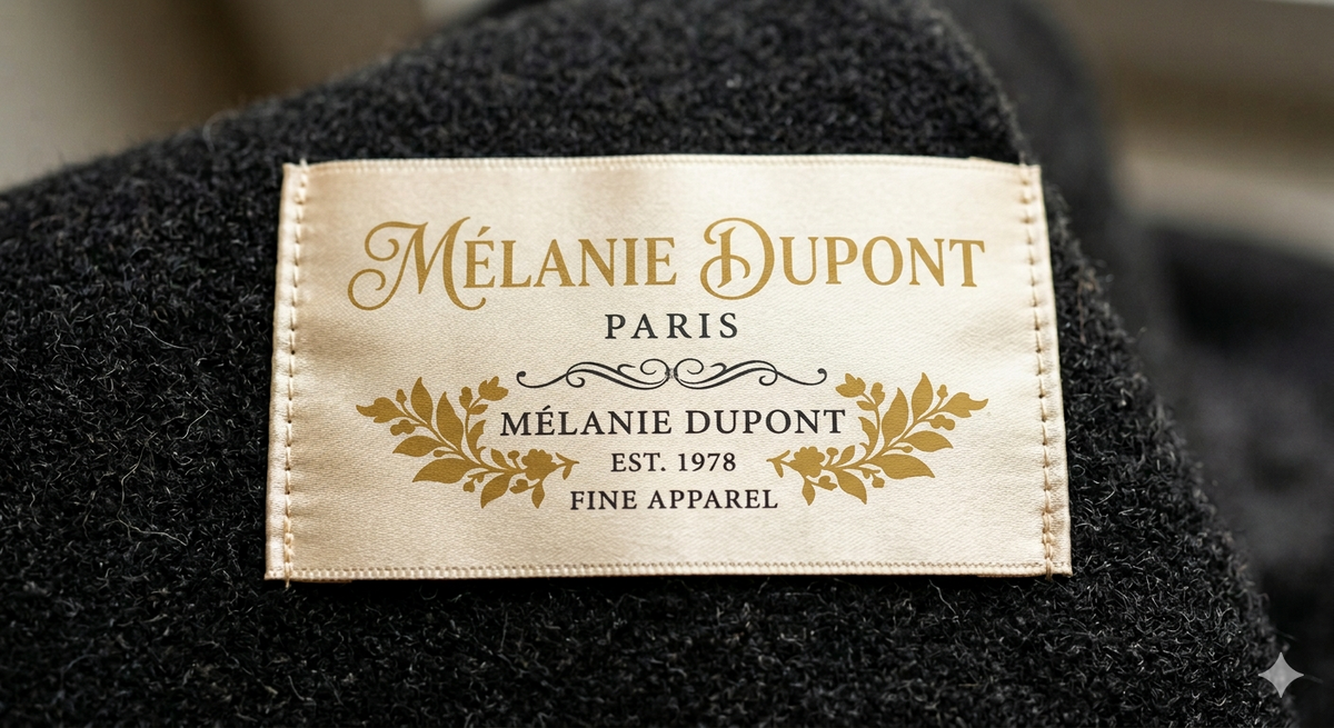 Custom printed satin labels for luxury garments by Labeloom